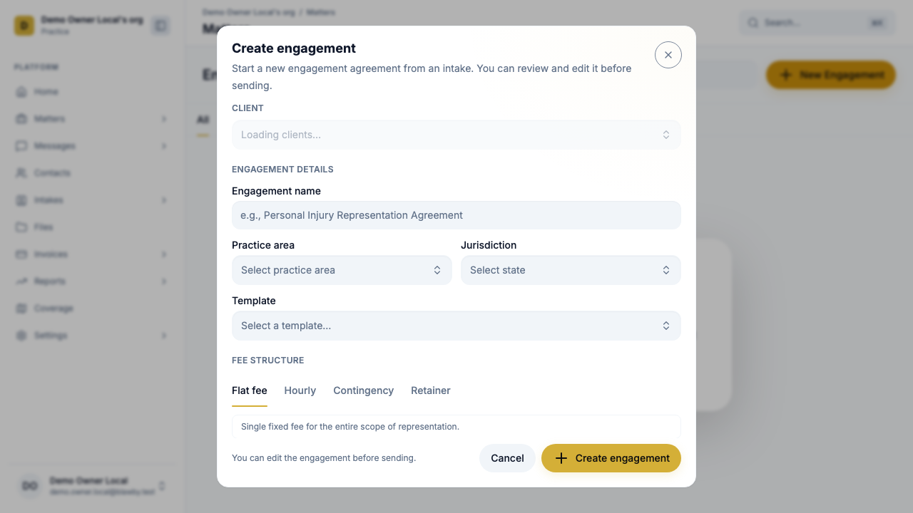 Engagement letter — signer view